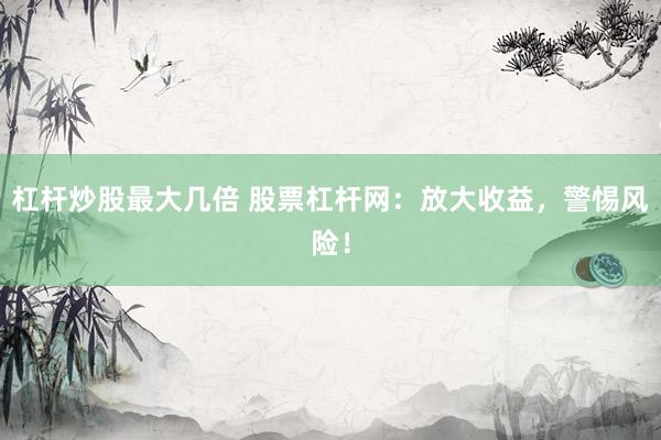 杠杆炒股最大几倍 股票杠杆网：放大收益，警惕风险！