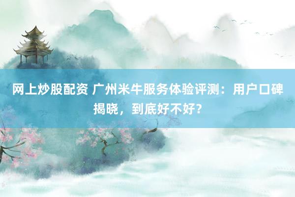 网上炒股配资 广州米牛服务体验评测：用户口碑揭晓，到底好不好？