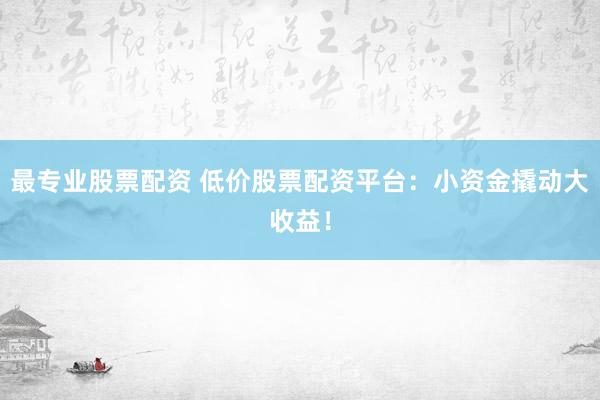 最专业股票配资 低价股票配资平台：小资金撬动大收益！