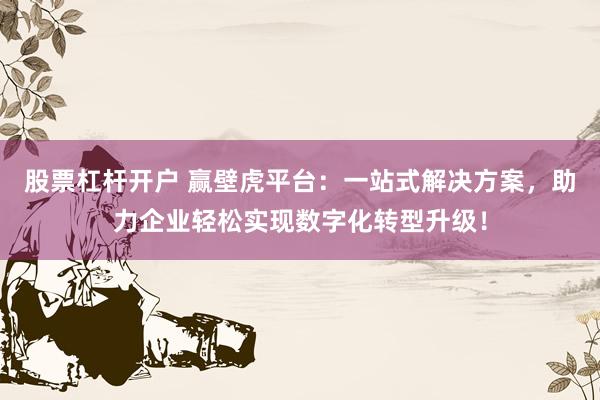 股票杠杆开户 赢壁虎平台：一站式解决方案，助力企业轻松实现数字化转型升级！