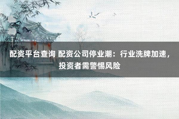 配资平台查询 配资公司停业潮：行业洗牌加速，投资者需警惕风险