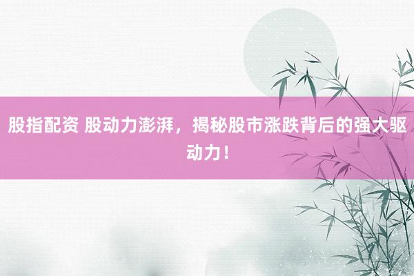 股指配资 股动力澎湃，揭秘股市涨跌背后的强大驱动力！