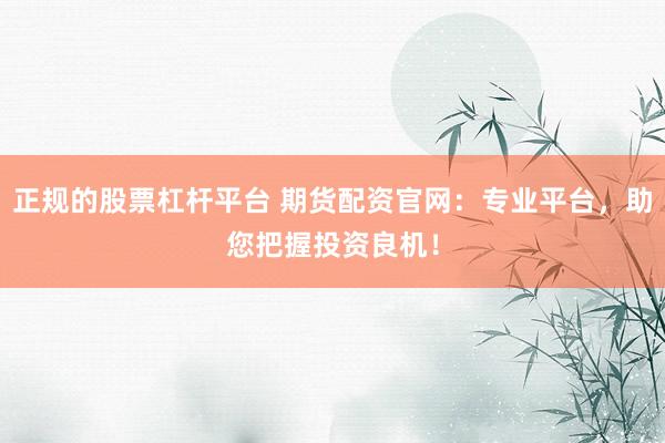 正规的股票杠杆平台 期货配资官网：专业平台，助您把握投资良机！