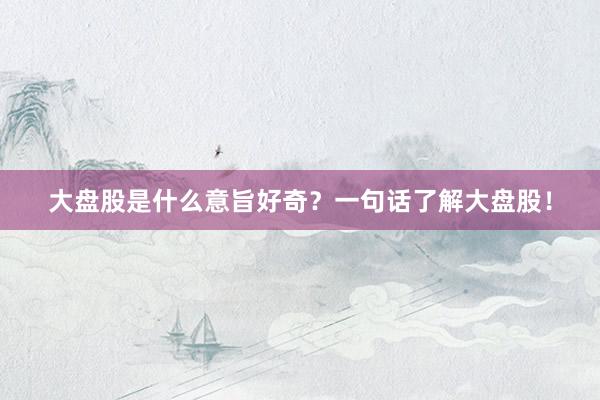 大盘股是什么意旨好奇？一句话了解大盘股！