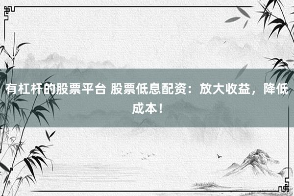 有杠杆的股票平台 股票低息配资：放大收益，降低成本！